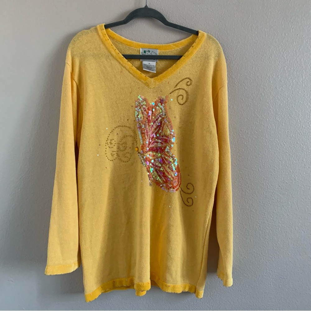 Quacker Factory Yellow Knit Top